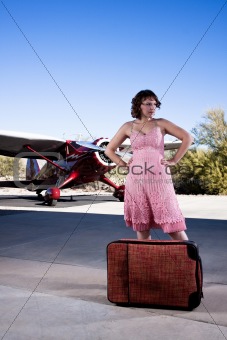 Young woman waiting at the airport