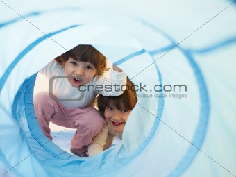 two little girls playing in kindergarten