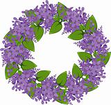 Vector wreath of twigs of lilac