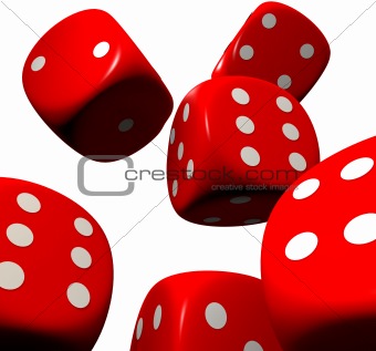 red dice falling