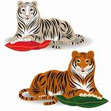 Bengal and amur tiger