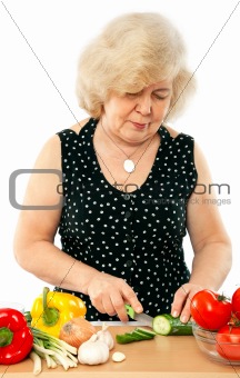 old woman cooking food