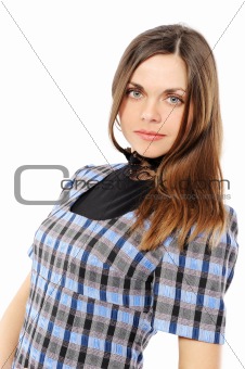  Positive young woman  over white background