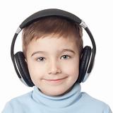 Smiling boy in headphones