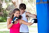 Young Couple Practicing Boxing