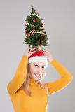 woman with christmas tree