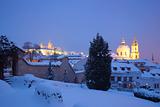 prague - hradcany castle and st. nicolaus church in winter