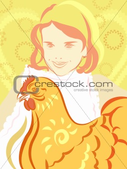 A girl and a chicken