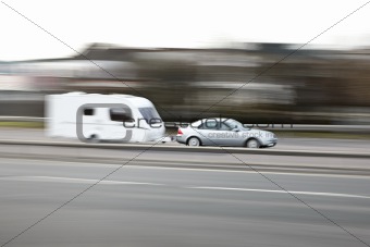 family car with caravan
