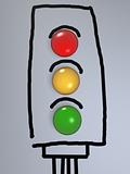 traffic light candy on hand drawing paper