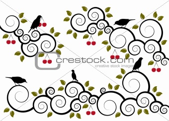 cherry branches and birds