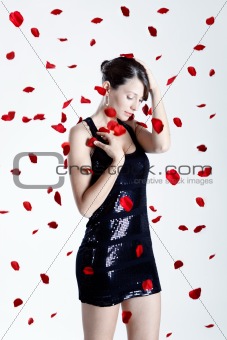 Rose petals woman