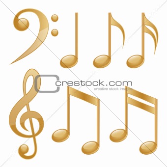 Gold icons of a music notes