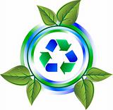 recycle green icon with leaves