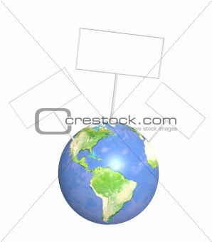 Earth with information board