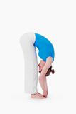 woman exercising hatha yoga - isolated on white
