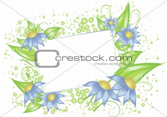 White card with blue flowers