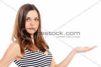 young woman presenting copy-space