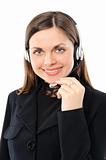Young female customer service representative in headset.