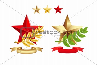Signs Set (Stars, Laurel Branches and Ribbons)