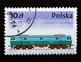 Polonia stamp with train