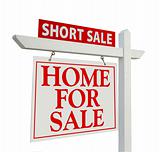Short Sale Real Estate Sign Isolated on White - Left Facing.