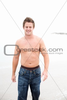 Attractive man on beach