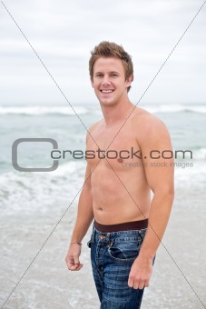 attractive man on beach