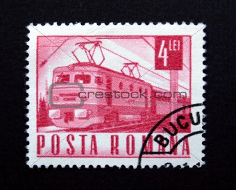 Romania stamp with train