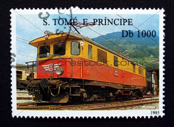 S Tome and Principe stamp with train