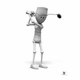 white 3d figure playing golf