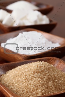 Sugar in wooden bowls
