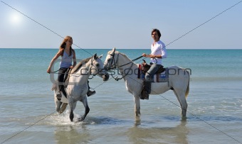 horseback riding in the sea