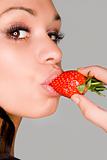 Model with strawberry