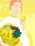 Pregnant woman eating fruit