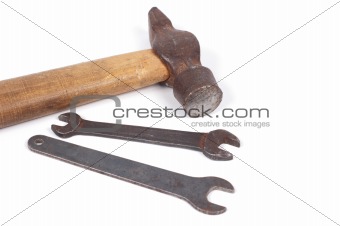 Hammer wrench isolated on a white background shadow below.