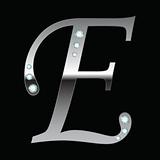 silver metallic letter E 
