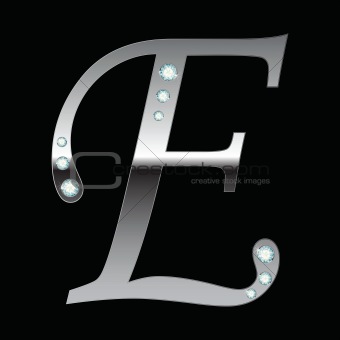 silver metallic letter E 