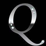 silver metallic letter Q 