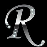 silver metallic letter R