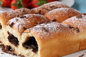 Buns with jam and chocolate