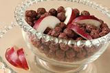 Chocolate cereals with apple