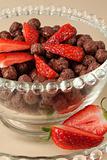 Chocoltae cereals with strawberries