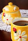 Spring mug with coffee