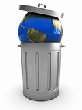 earth in trash can
