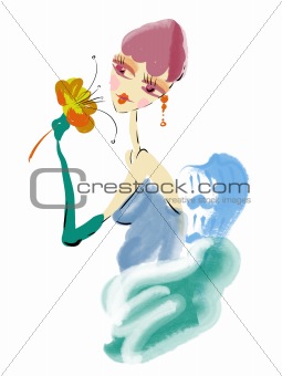a beautiful girl holding flower in her hands