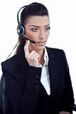 Beautiful call center telephone woman wearing headset