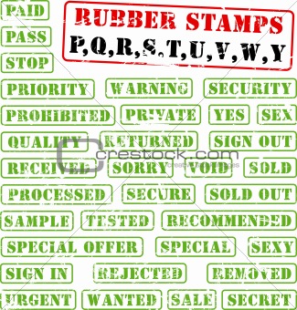 Rubber stamps collection PQ...WY