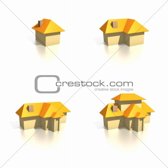 Houses - four icons from small to large