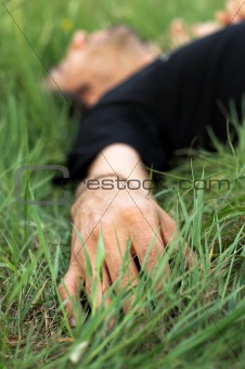 lying on the grass
